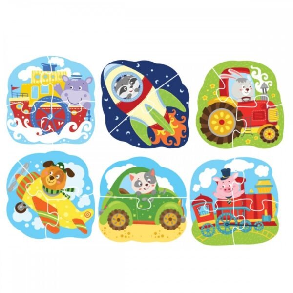 DODO dėlionių rinkinys Transportas, 8 dėlionės 2-4 dalių Dalių